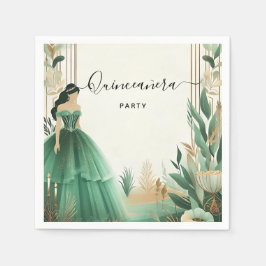 Bomen Gouden Munt Glam Emerald Green Quinceanera Servet