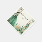 Bomen Gouden Munt Glam Emerald Green Quinceanera Servet (Hoek)