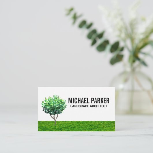 Bomen | Grass Field Background Visitekaartje (Staand voorkant)