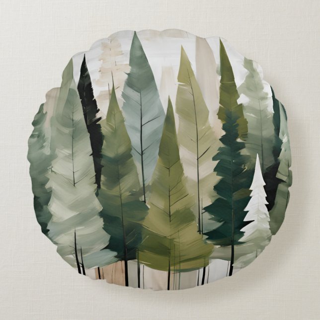 Bomen groen neutraal rond kussen (Voorkant)