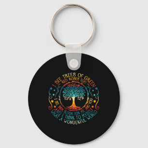 Bomen Groene Rozen Earth Day Sleutelhanger