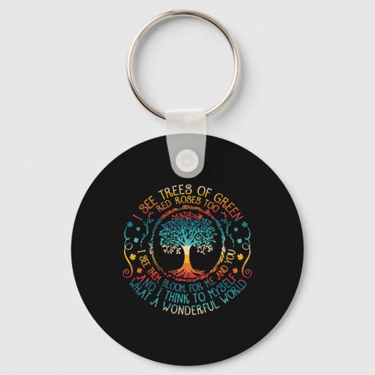 Bomen Groene Rozen Earth Day Sleutelhanger (Voorkant)