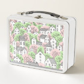 Bomen, huizen, het landschap van de lentestad (Voorkant)