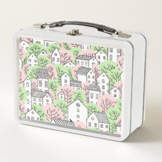 Bomen, huizen, het landschap van de lentestad