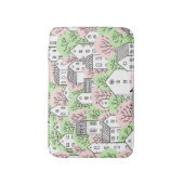 Bomen, huizen, het landschap van de lentestad badmat (Voorkant Verticaal)