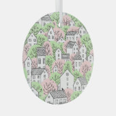 Bomen, huizen, het landschap van de lentestad glas ornament (Voorkant Rechts)