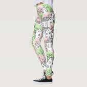 Bomen, huizen, het landschap van de lentestad leggings (Links)