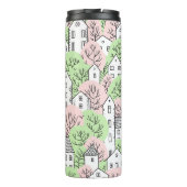 Bomen, huizen, het landschap van de lentestad thermosbeker (Achterkant)