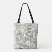 Bomen, huizen, het landschap van de lentestad tote bag (Achterkant)