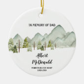 Bomen in bergen ter nagedachtenis van pap Kerstmis Keramisch Ornament (Voorkant)