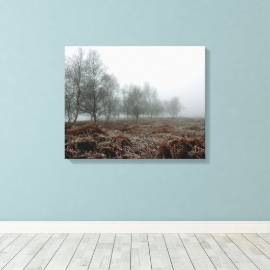 Bomen in de mist canvas afdruk (Insitu (Houten vloer))