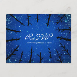 Bomen in de nachthemel Rustieke trouw-RSvp kaart