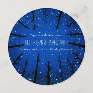 Bomen in de Rustic Wedding Invitting Night Sky Kaart