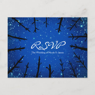 Bomen in de Rustic Wedding RSVP Kaart Night Sky
