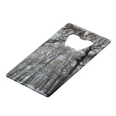 Bomen, in de sneeuw creditkaart flessenopener (Achterkant Gekanteld)