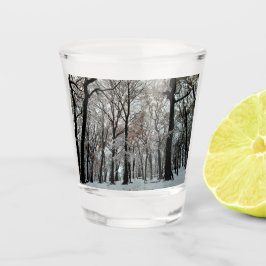 Bomen, in de sneeuw shot glas
