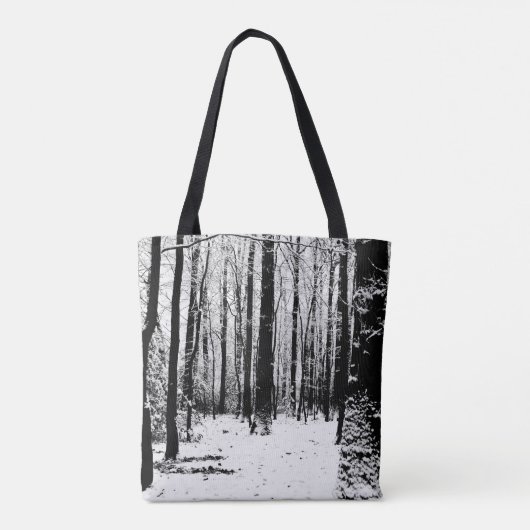 Bomen in de sneeuwCanvas tas (Achterkant)