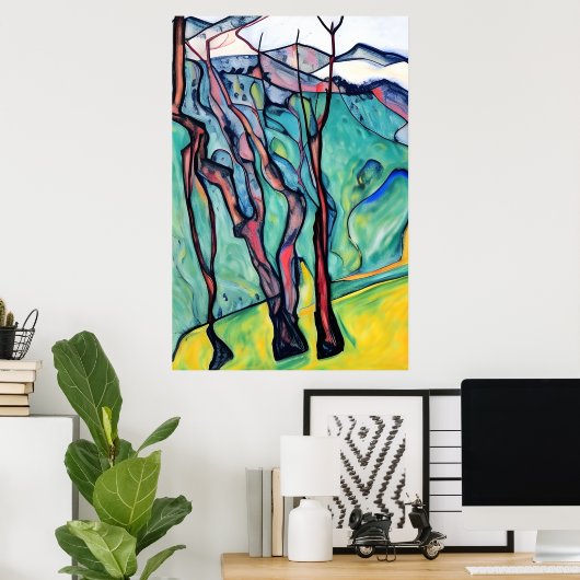 Bomen in de uitlopers niet omlijst poster (Thuiskantoor)