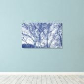 Bomen in de winter - cyanotype-effect canvas afdruk (Insitu (Houten vloer))
