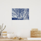 Bomen in de winter - cyanotype-effect poster (Keuken)