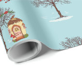 Bomen in de winter en kerstversiering cadeaupapier (Rol Hoek)