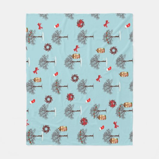 Bomen in de winter en kerstversiering fleece deken (Voorkant)