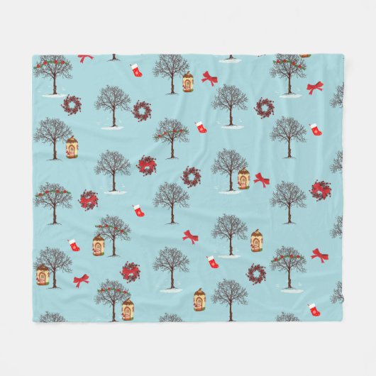 Bomen in de winter en kerstversiering fleece deken (Voorkant (Horizontaal))