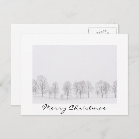 Bomen in de winter in een witte wereld kerstkaart feestdagenkaart (Voorkant / Achterkant)