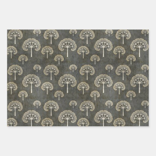 Bomen in de winter inpakpapier vel (Voorkant)