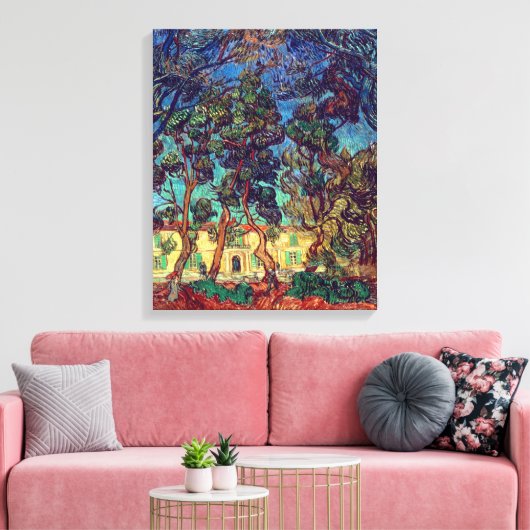 Bomen in de ziekenhuistuin | Van Gogh | Canvas Afdruk (Insitu (Woonkamer))