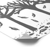 Bomen in de zwarte en witte herfst poster (Hoek)