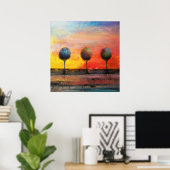 Bomen in een Tuscan Sunset Poster (Thuiskantoor)