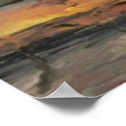 Bomen in een Tuscan Sunset Poster (Hoek)