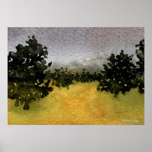 "Bomen in een veld #2" Landschap Poster (Voorkant)