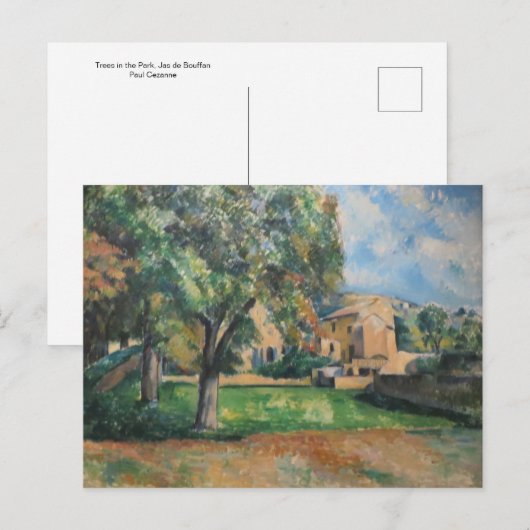 Bomen in het park, Jas de Bouffan van Paul Cezanne Briefkaart (Voorkant / Achterkant)