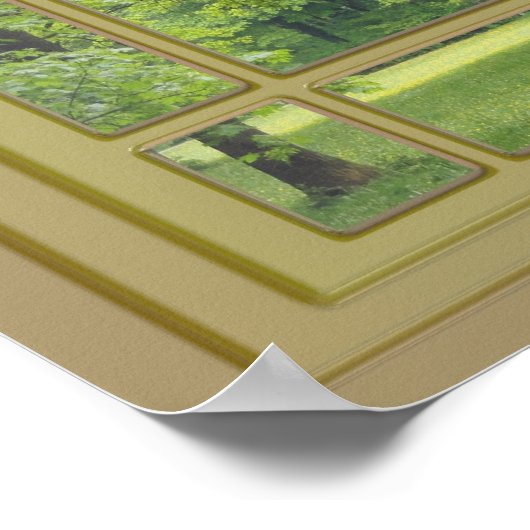 bomen in het uitzicht van het parkvenster poster (Hoek)