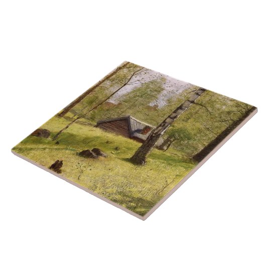 Bomen in het Zweedse platteland (Jansson) Tegeltje (Zijkant)