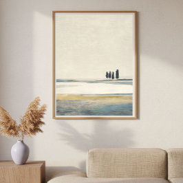 Bomen in open veld Minimaal Abstract Landschap Poster