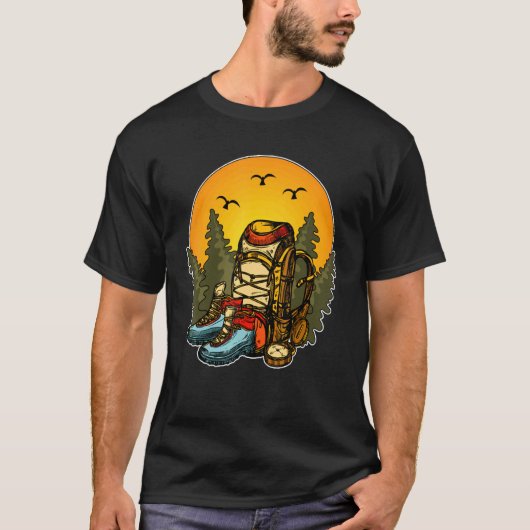Bomen in openlucht Hike Backpack bergen Hiker Boot T-shirt (Voorkant)