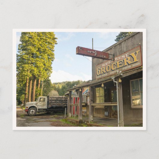 Bomen in Redwoods National Park & Rustic Grocery Briefkaart (Voorkant)