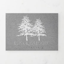 Bomen in reliëf grijs kraftpapier winterbruiloft