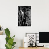 Bomen in Silhouette Sun Rays Black en White Poster (Thuiskantoor)