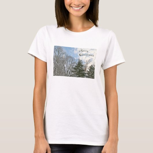 bomen in sneeuw - prettige kerst t-shirt (Voorkant)