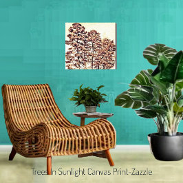 Bomen in zonlicht canvas afdruk
