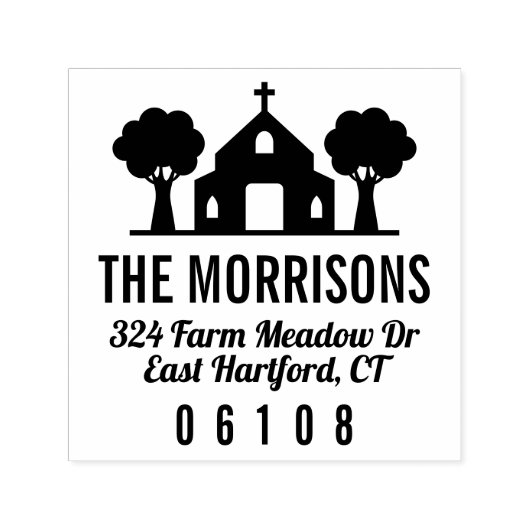 Bomen Kerk Naam & Retouradres Zelfinktende Stempel (Design)
