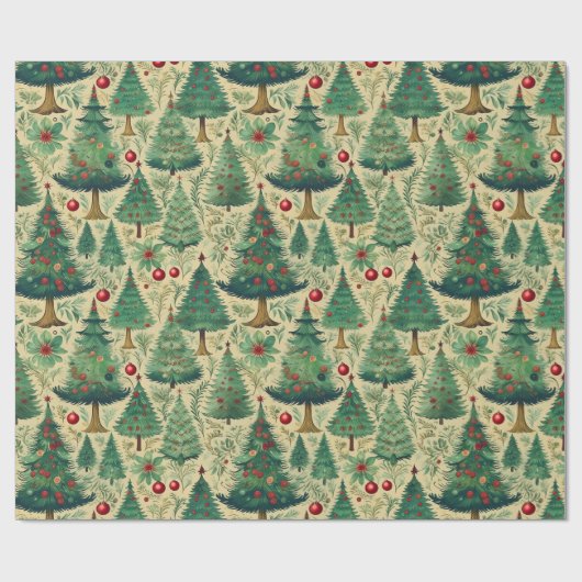  bomen Kerst inpakpapier H1004 (Vlak)