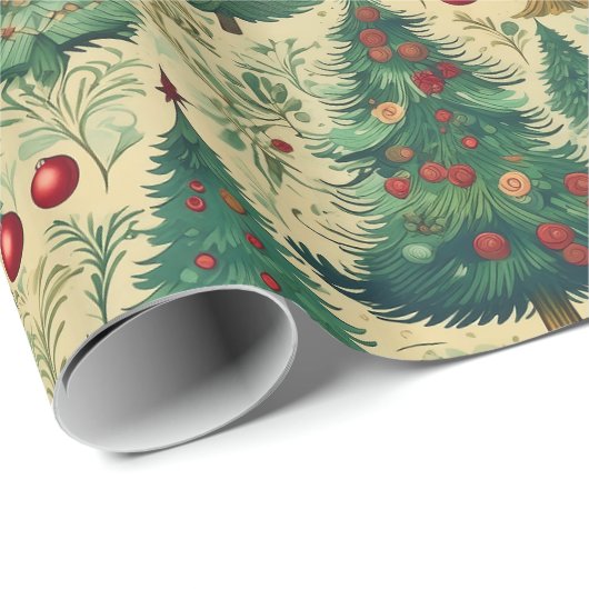  bomen Kerst inpakpapier H1004 (Rol Hoek)