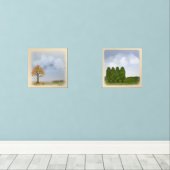 Bomen Landschappen Blauwe Wolken Waterverf Stijl Muurkunst Sets (Houten vloer)