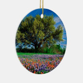 Bomen leven eik onder Texas Bluebonnets Keramisch Ornament (Rechts)