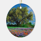 Bomen leven eik onder Texas Bluebonnets Keramisch Ornament (Links)